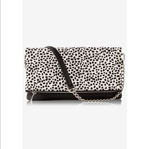 COPY - Express spotted haircalf fold over bag clutch $50
